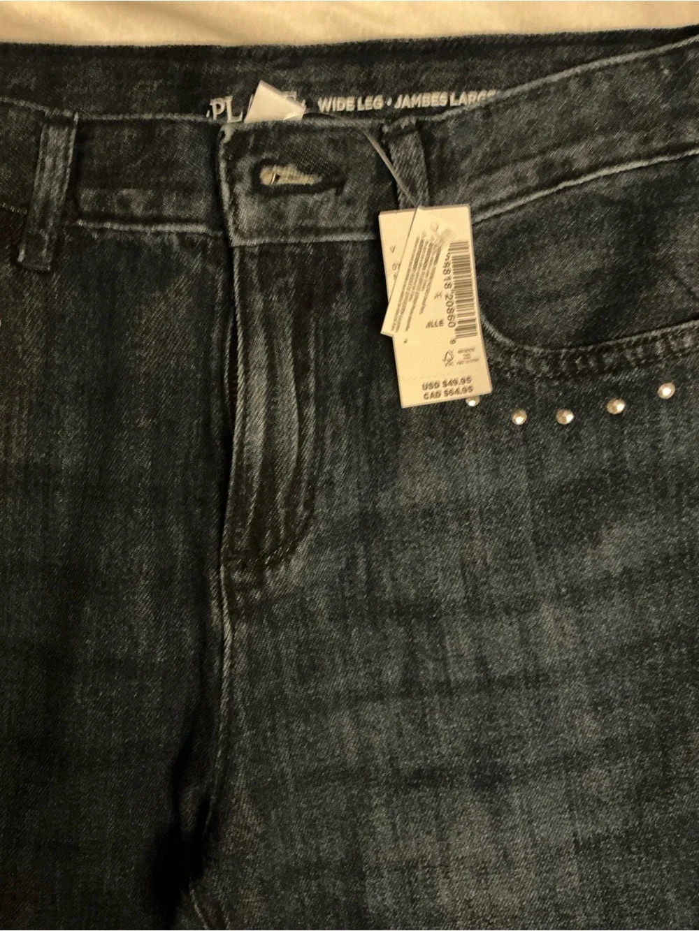 The Children's Place Dark Blue Wide-Leg Jeans with Silver Studs